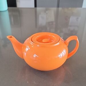 Bright Orange Ceramic Teapot